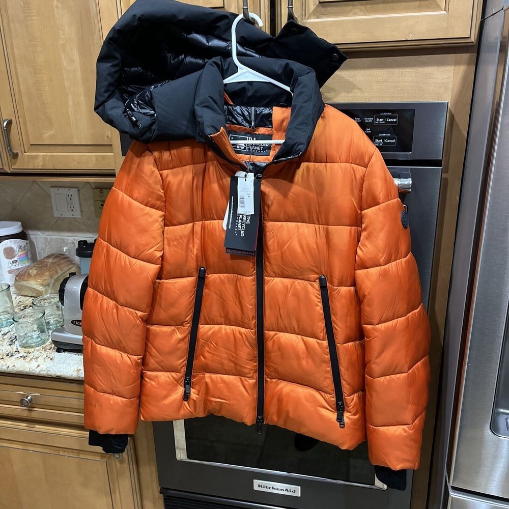 The Recycled Planet Tag Hooded‎ Puffer Jacket Winter Dusty Orange/Black $429